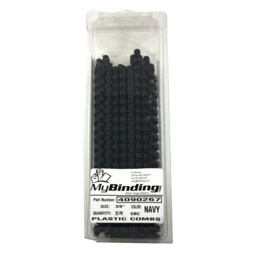 GBC Premium 3/8" Navy Plastic Combs 25pk - 4090267
