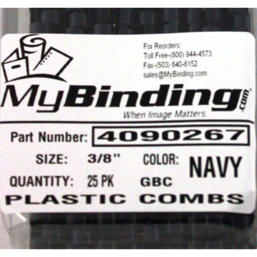 GBC Premium 3/8" Navy Plastic Combs 25pk - 4090267