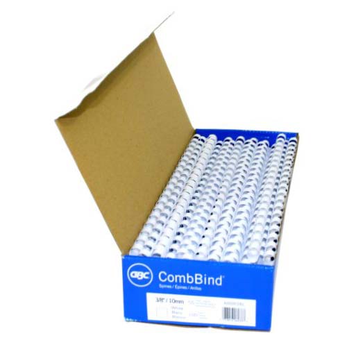 GBC Premium 3/8" White Plastic Combs 100pk - 4000038