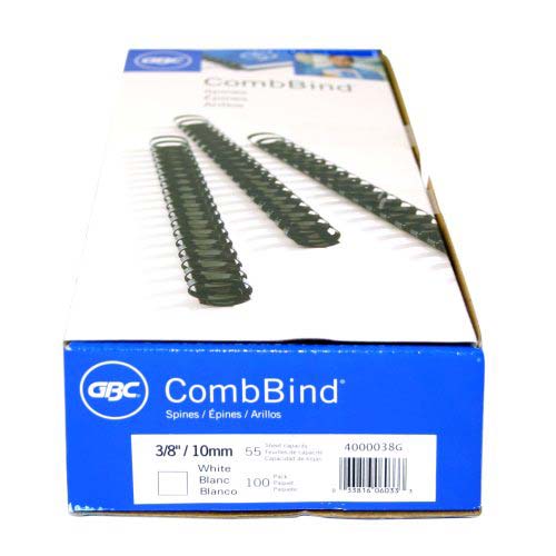 GBC Premium 3/8" White Plastic Combs 100pk - 4000038