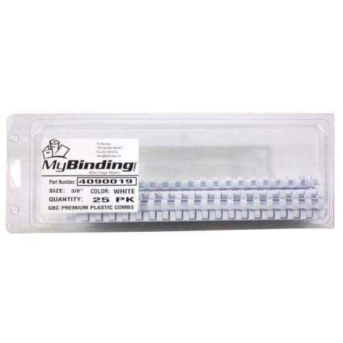 GBC Premium 3/8" White Plastic Combs 25pk - 4090019