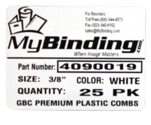 GBC Premium 3/8" White Plastic Combs 25pk - 4090019