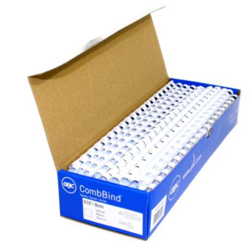 GBC Premium 5/16" White Plastic Combs 100pk - 4000026