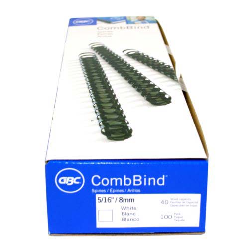 GBC Premium 5/16" White Plastic Combs 100pk - 4000026