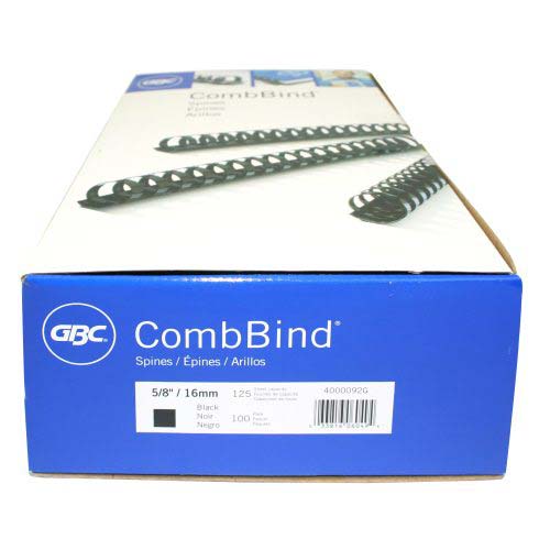 GBC Premium 5/8" Black Plastic Combs 100pk - 4000092 - Clearance Sale