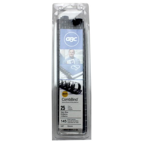 GBC Premium 5/8" Navy Plastic Combs 25pk - 4090271 - Clearance Sale