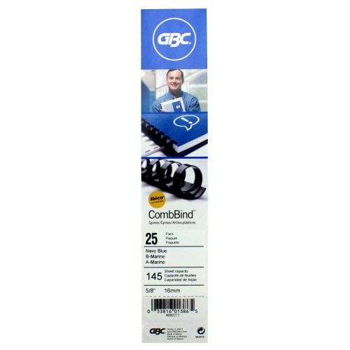 GBC Premium 5/8" Navy Plastic Combs 25pk - 4090271 - Clearance Sale