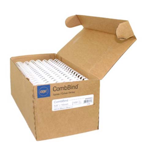 GBC Premium 5/8" White Plastic Combs 100pk - 4000086