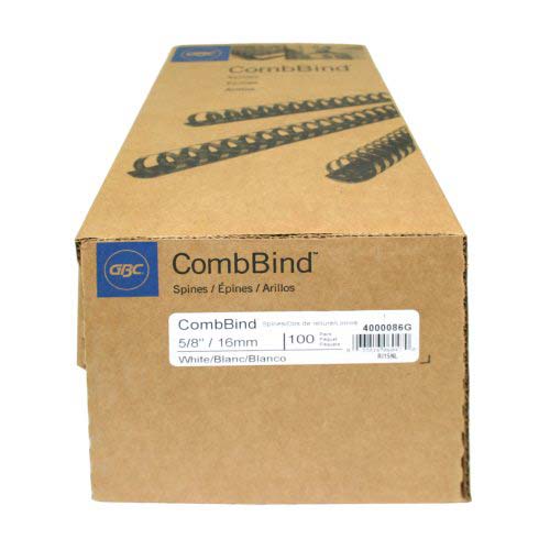 GBC Premium 5/8" White Plastic Combs 100pk - 4000086