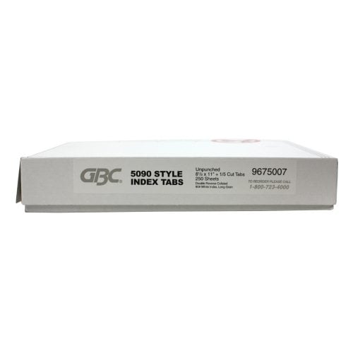 GBC Premium 5090 Double Reverse Collated 1/5th Cut Unpunched Copier Tabs - 9675007