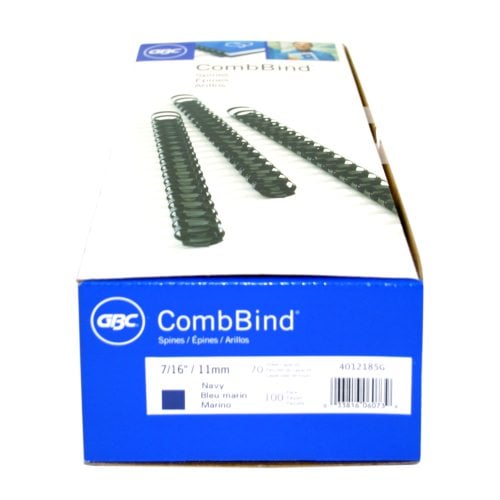 GBC Premium 7/16" Navy Plastic Combs 100pk - 4012185