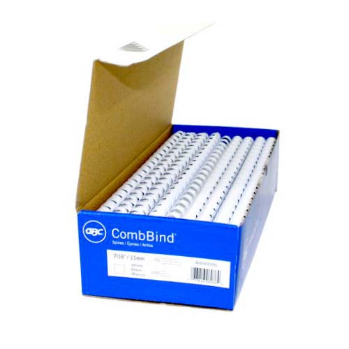 GBC Premium 7/16" White Plastic Combs 100pk - 4000050