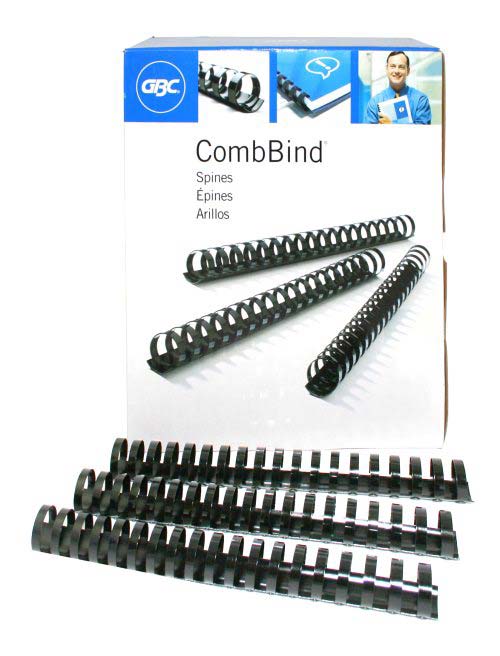 GBC Premium 7/8" Black Plastic Combs 100pk - 4000112