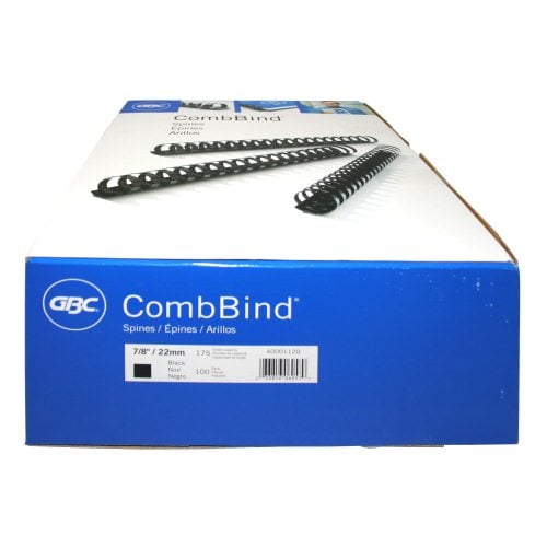 GBC Premium 7/8" Black Plastic Combs 100pk - 4000112