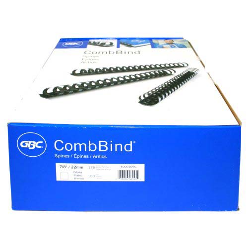 GBC Premium 7/8" White Plastic Combs 100pk - 4000109
