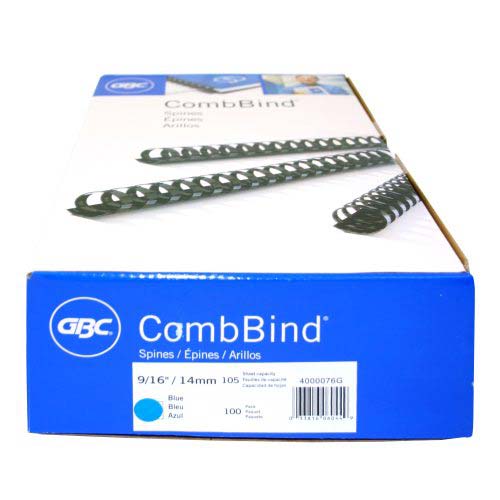 GBC Premium 9/16" Blue Plastic Combs 100pk - 4000076