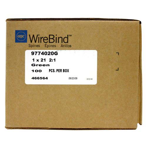 GBC Premium Green 1" 2:1 Twin Loop Wire - 9774020