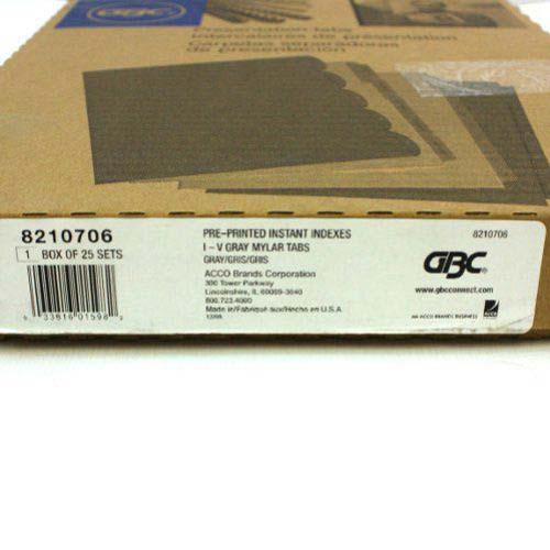 GBC Preprinted Fifth Cut Index Tabs Section I thru V - 8210706