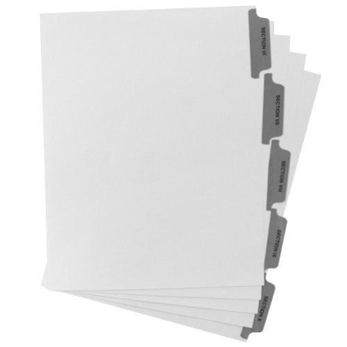 GBC Preprinted Fifth Cut Index Tabs Sections VI thru X - 8210705