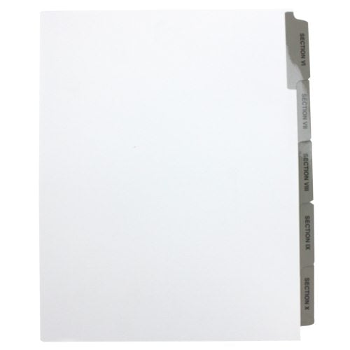 GBC Preprinted Fifth Cut Index Tabs Sections VI thru X - 8210705