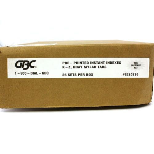 GBC Preprinted Tenth Cut Alphabet Index Tabs K thru Z - 8210716
