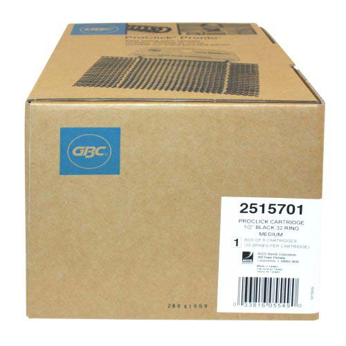 GBC Proclick Pronto 1/2" Black Cassettes 100pk - 2515701
