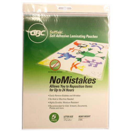 GBC SelfSeal NoMistakes Letter Size Repositionable Laminating Pouches 5pk - 3747428T