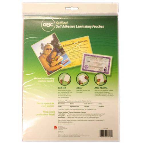 GBC SelfSeal NoMistakes Letter Size Repositionable Laminating Pouches 5pk - 3747428T
