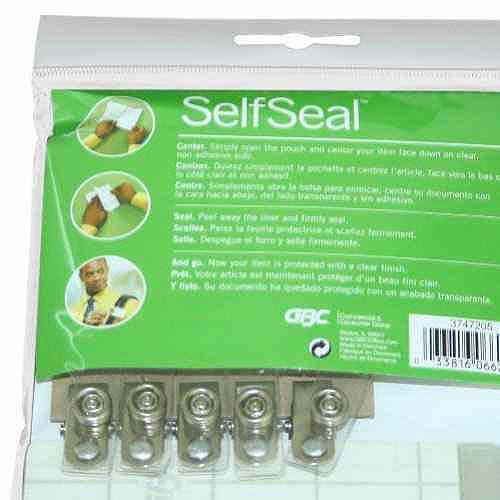 GBC Swingline SelfSeal Prepunched ID Badge Size Cold Pouches w/ Clips (Vertical) 10pk - 3747205B