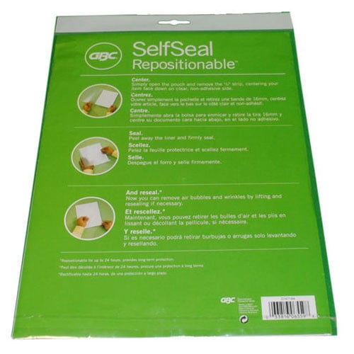 GBC SelfSeal Repositionable 3-ring Prepunched Pouches - 5pk