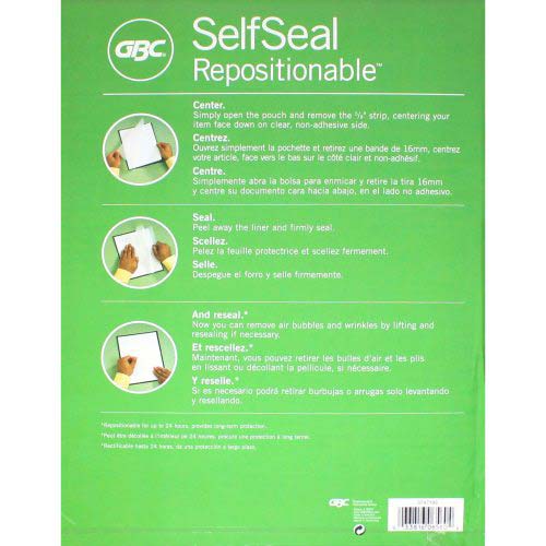 GBC SelfSeal Repositionable Framed Laminating Pouches - 5pk