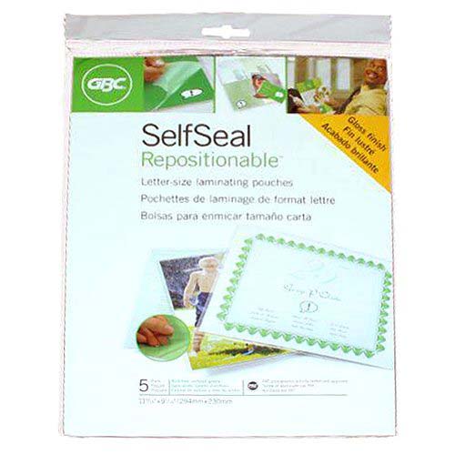 GBC SelfSeal Repositionable Letter Size Gloss Pouches - 5pk