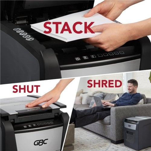 GBC Stack and Shred 100M AutoFeed Level P-5 Micro-Cut Shredder - WSM1757603