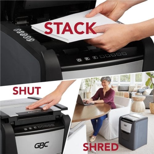 GBC Stack and Shred 100X AutoFeed Level P-4 Cross-Cut Shredder - WSM1757602