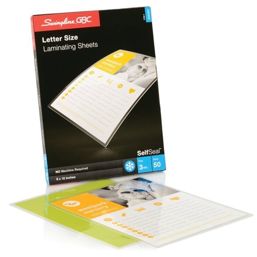 GBC Swingline SelfSeal Letter Size Cold Laminating Sheets 50pk - 3747307B