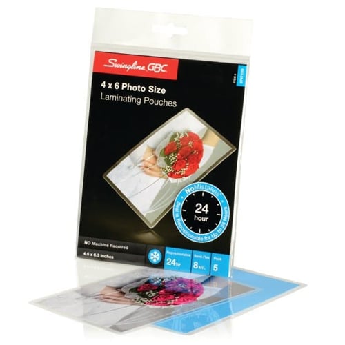 GBC Swingline SelfSeal NoMistakes 4" x 6" Photo Size Cold Pouches 5pk - 3747199C