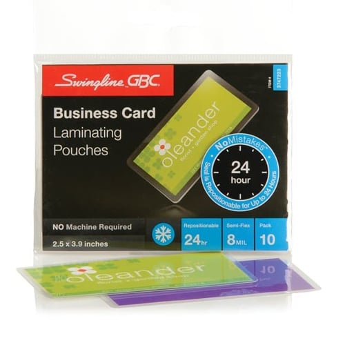 GBC Swingline SelfSeal NoMistakes Business Card Size Cold Pouches 10pk - 3747223C