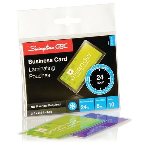 GBC Swingline SelfSeal NoMistakes Business Card Size Cold Pouches 10pk - 3747223C