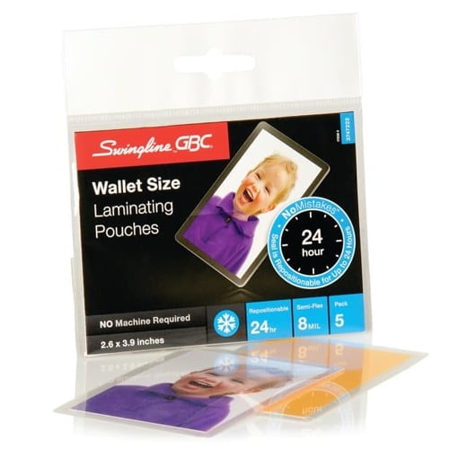 GBC Swingline SelfSeal NoMistakes Wallet Size Cold Pouches 5pk - 3747222C