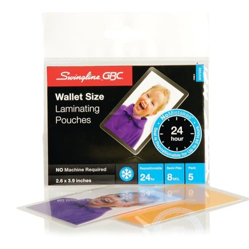 GBC Swingline SelfSeal NoMistakes Wallet Size Cold Pouches 5pk - 3747222C