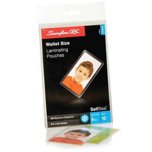 GBC Swingline SelfSeal Wallet Size Cold Laminating Pouches 10pk - 3745685C
