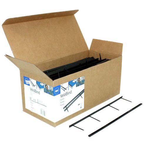 GBC Premium Black Velobind 4pin Reclosable Binding Strips 100pk - 9760100