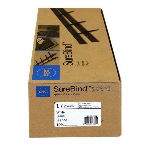 GBC White 1" x 11" 10 Pin SureBind Strips - 1132820