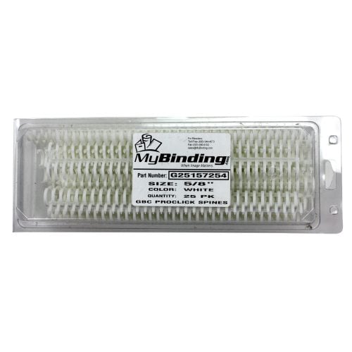 GBC White 5/8" Proclick Spines 25pk - 25157254