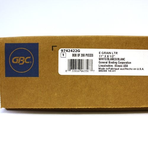GBC White Grain 8.5" x 11" Covers 200pk - 9742422