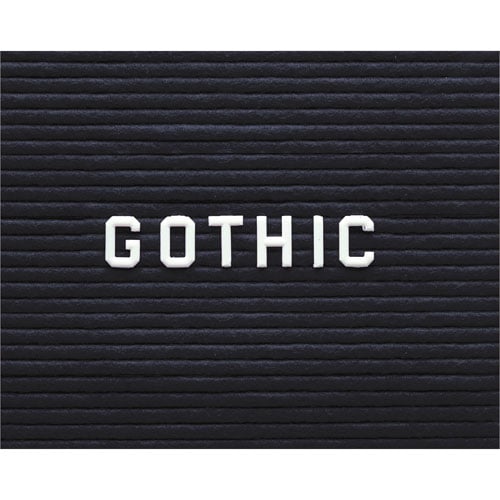 Ghent -1/2" Gothic Font Letters Numbers & Symbols - White Plastic
