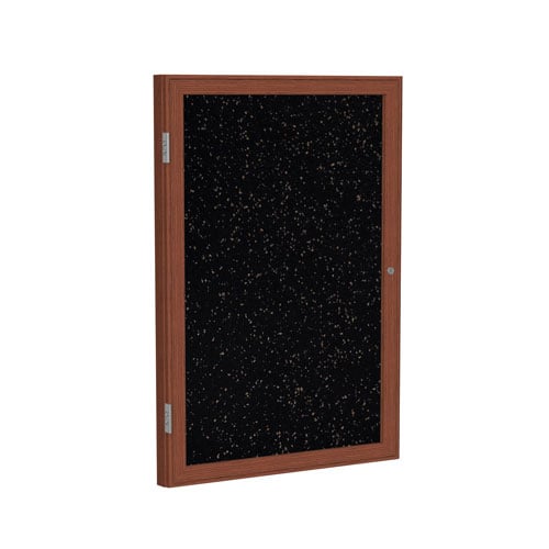 Ghent 1-Door Cherry Frame Recycled Rubber Speckled Tackboard