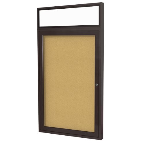 Ghent 1Door Bronze Aluminum Illuminated Headliner Corkboard
