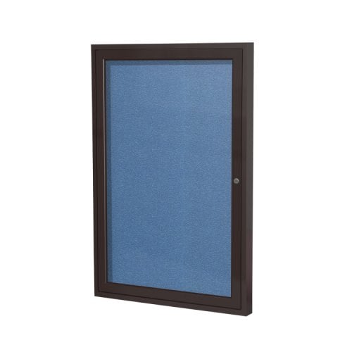 Ghent 1-Door Ocean Vinyl Bulletin Board with Bronze Aluminum Frame