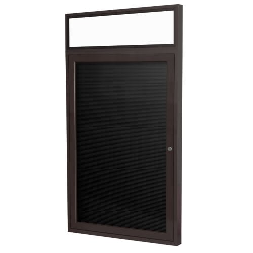 Ghent 1Door Bronze Illuminated Headliner Black Letterboard - Outdoor